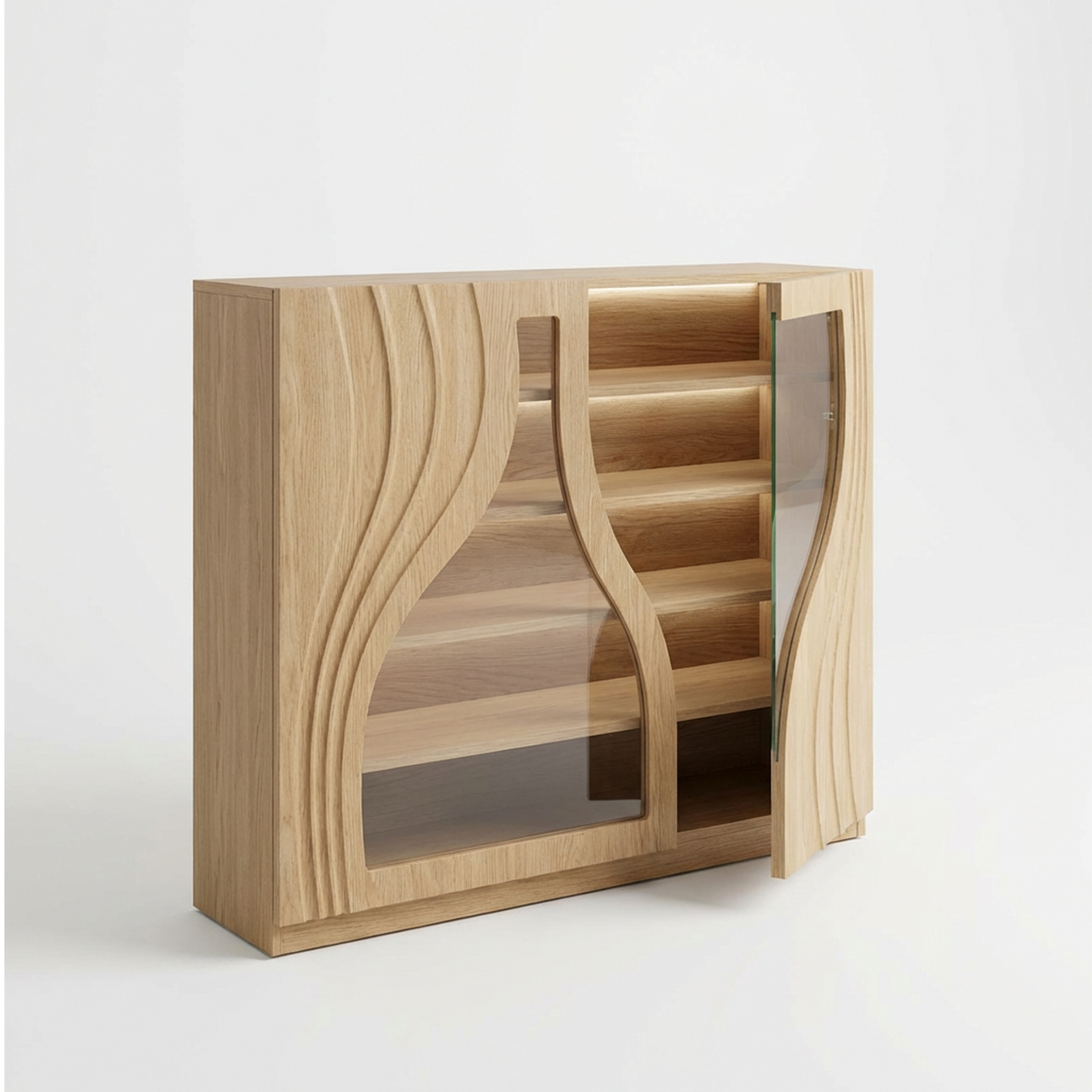 Sculpted Wood Storage Cabinet