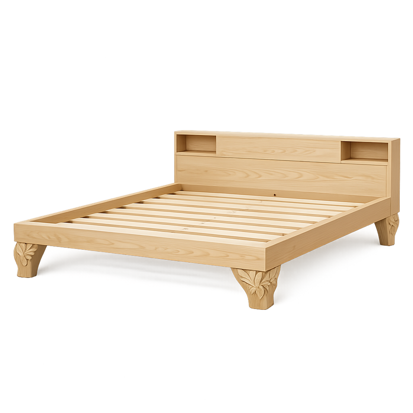 Light Natural Wood Platform Bed Frame