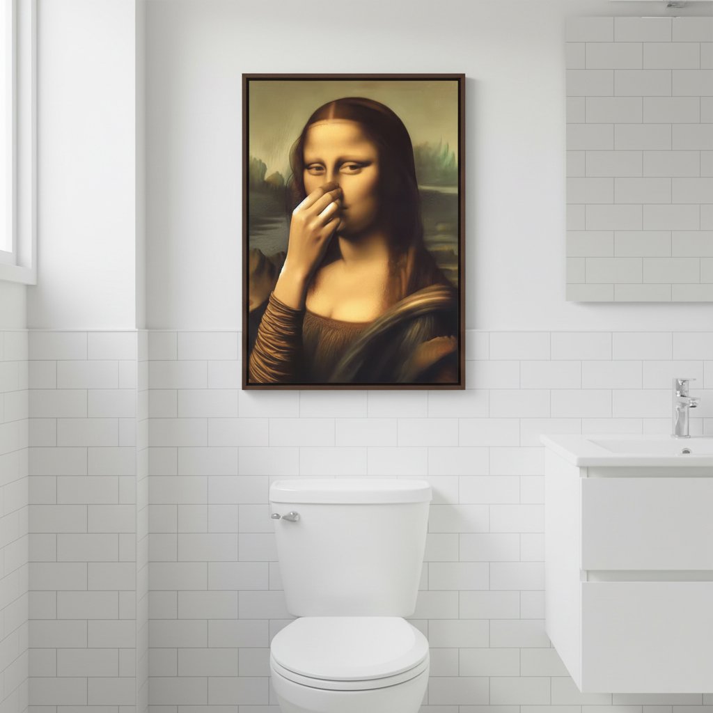 Holding Nose Bathroom Canvas Art(Frame not included)
