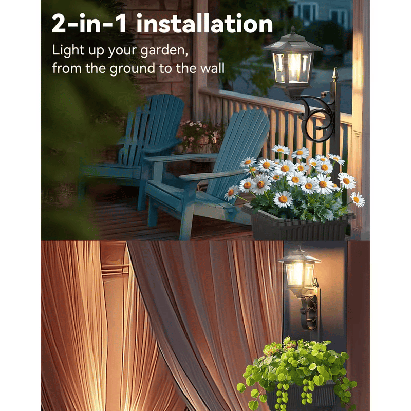 2-in-1 Outdoor Solar Lamp Post Light with Planter