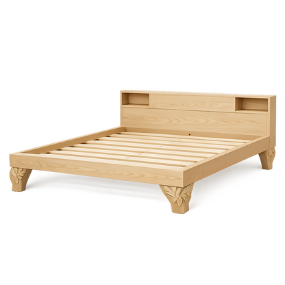Light Natural Wood Platform Bed Frame