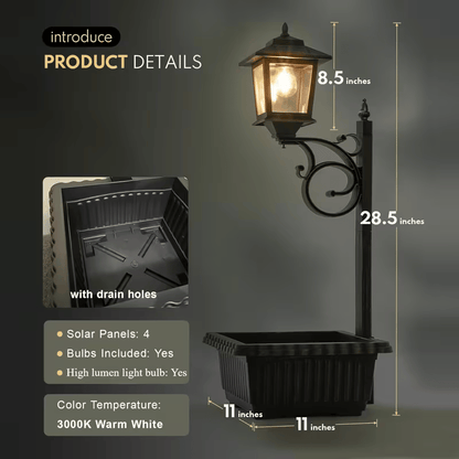 2-in-1 Outdoor Solar Lamp Post Light with Planter