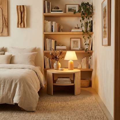 Round Wood Nightstand