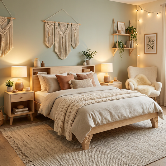 Light Natural Wood Platform Bed Frame