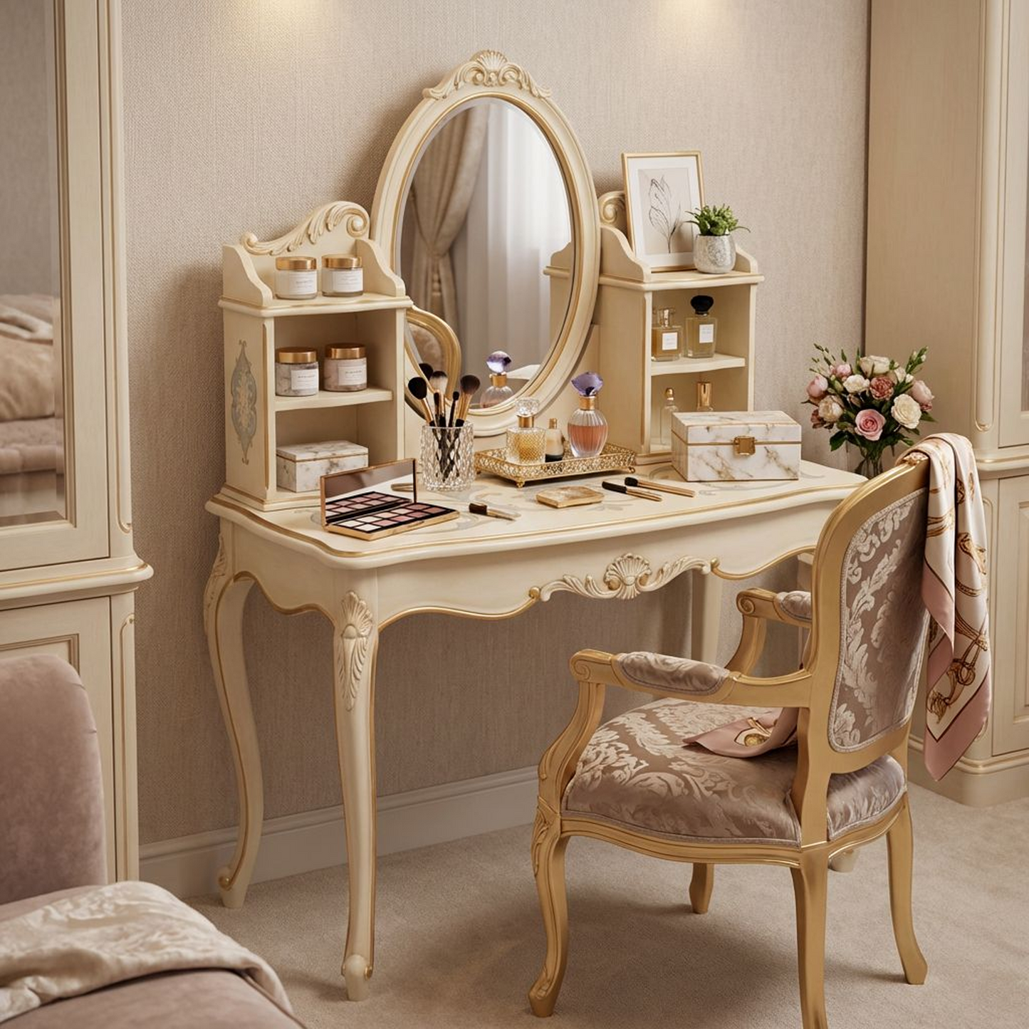 Cream French Vintage Vanity Table