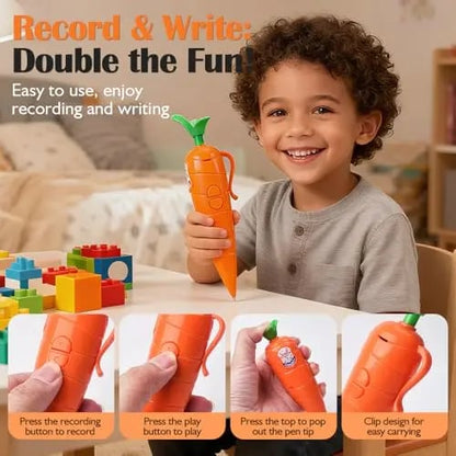 Cute Carrot Voice Recorder Pen: 60-Second Audio Playback Easter Basket Stuffer