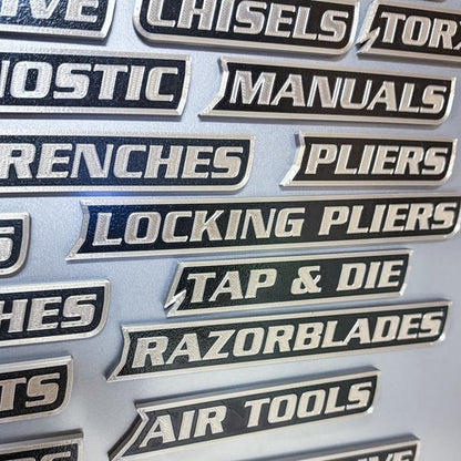 Custom Premium Magnetic Toolbox Labels for Tool Organization - 12 Pack of High Quality Magnets