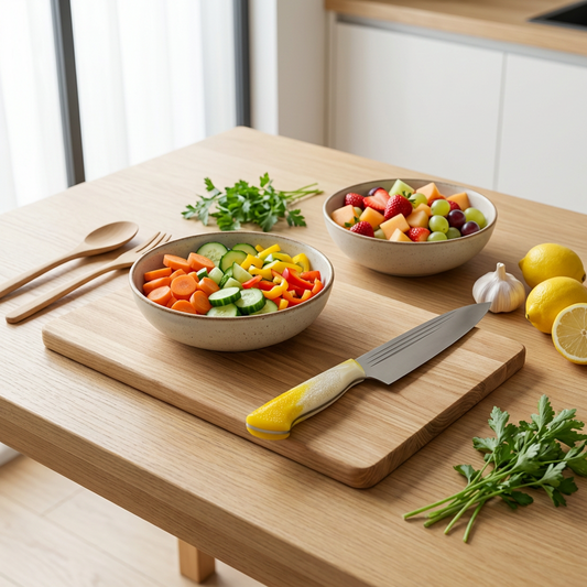 Chef Knife with Grooved Blade