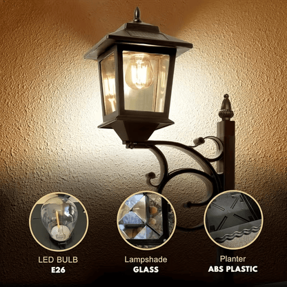2-in-1 Outdoor Solar Lamp Post Light with Planter