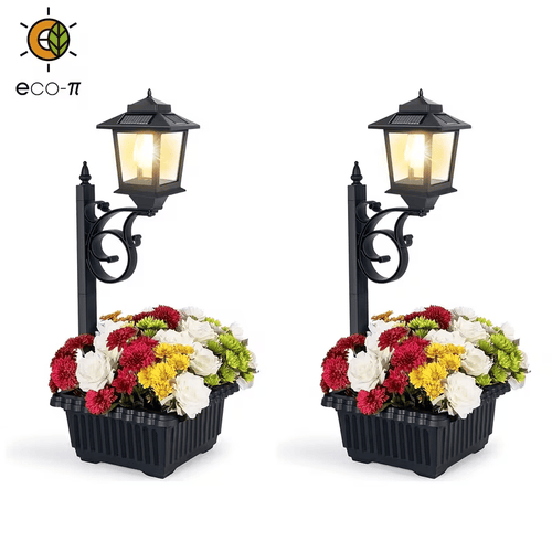 2-in-1 Outdoor Solar Lamp Post Light with Planter
