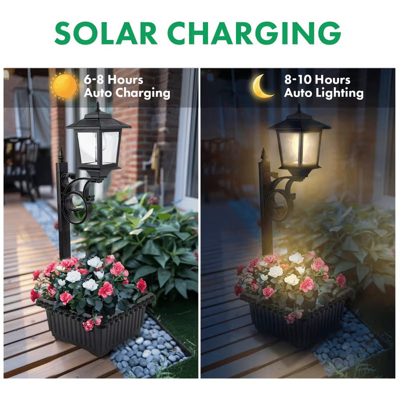 2-in-1 Outdoor Solar Lamp Post Light with Planter