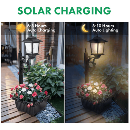 2-in-1 Outdoor Solar Lamp Post Light with Planter