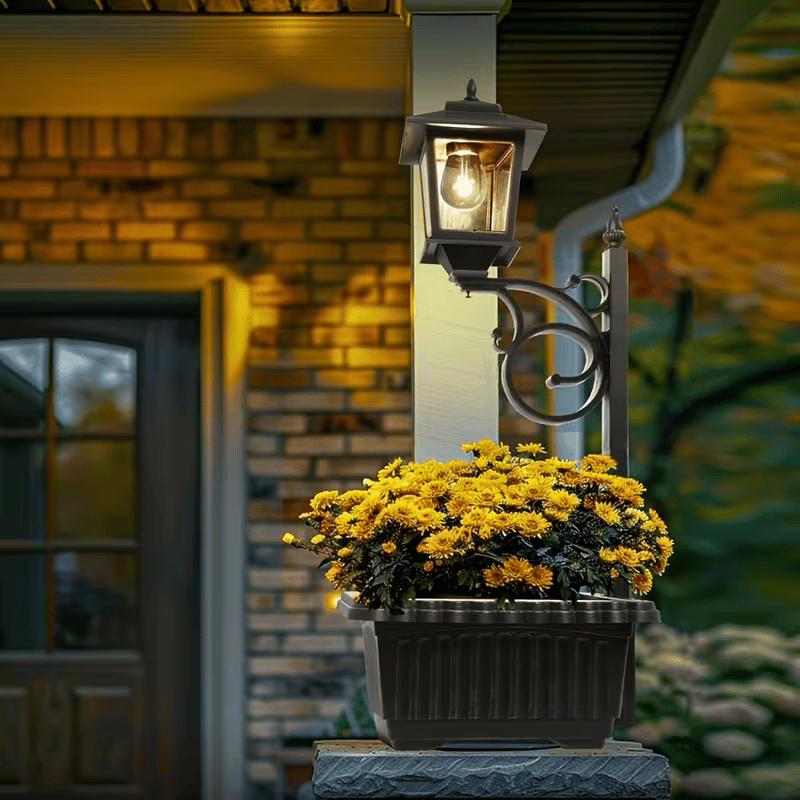 2-in-1 Outdoor Solar Lamp Post Light with Planter