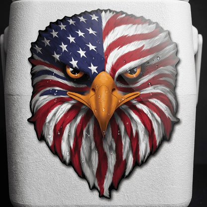 Reflective Eagle Eyes USA Flag Decal – Waterproof Patriotic Vinyl Sticker for Trucks. Cars & Gear