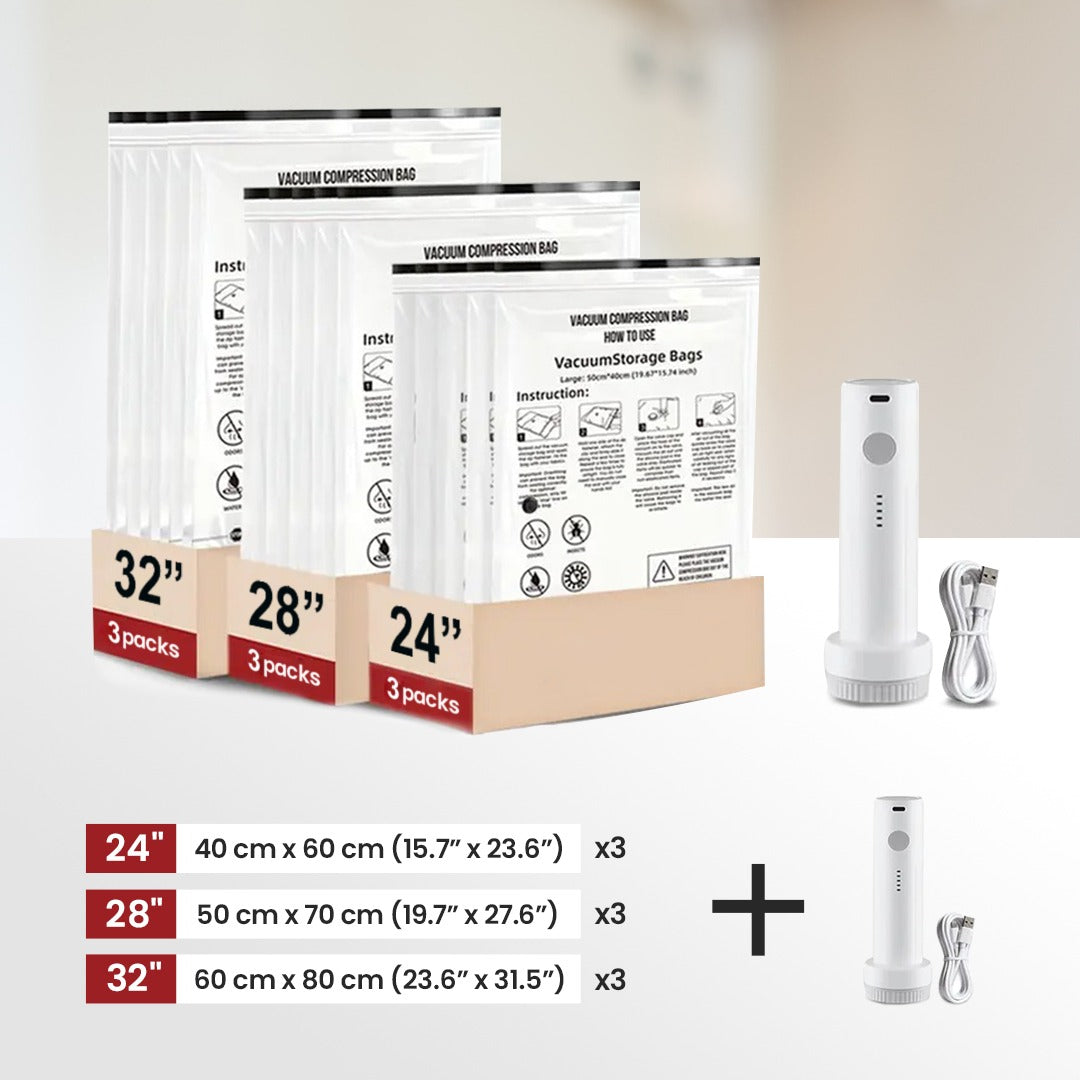 Cordless Vacuum Storage Compression Bag Set